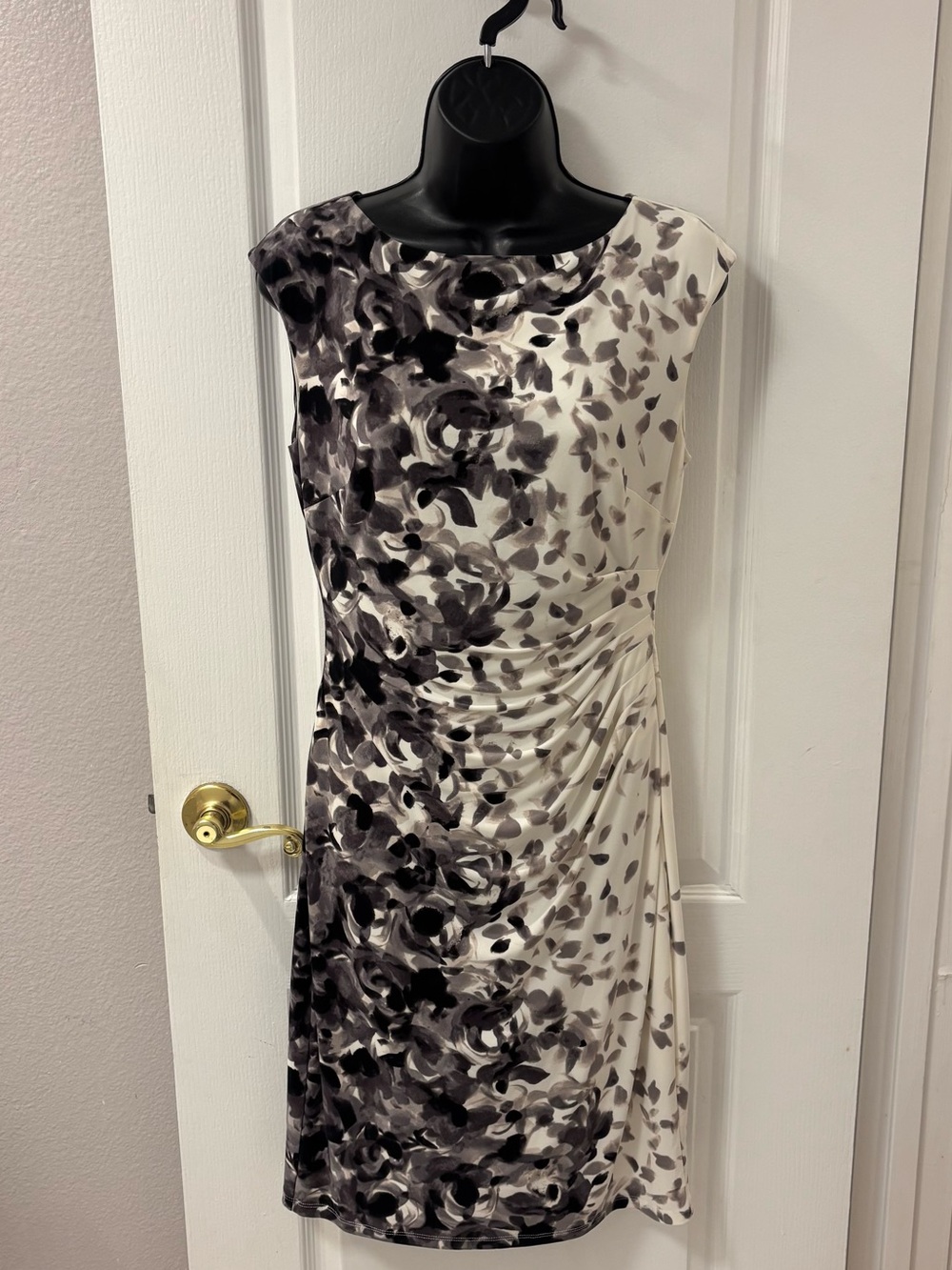 Ralph Lauren Abstract Watercolor Floral Ruched Sheath Dress Office Siren Formal